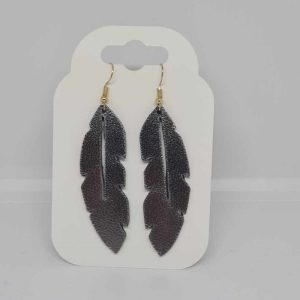 ISAFEE créations personnalisées Boucles d'oreilles plumes simili cuir