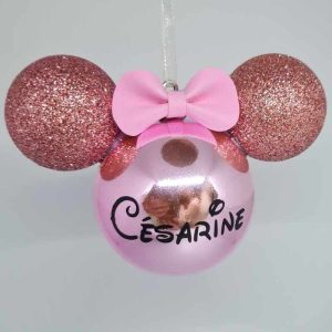 ISAFEE créations personnalisées Boule de noël rose clair