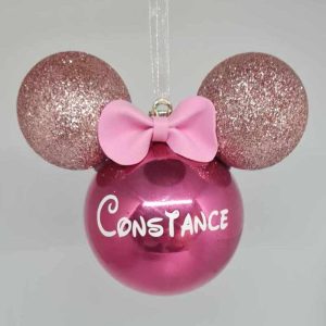 ISAFEE créations personnalisées Boule de noël rose fonce