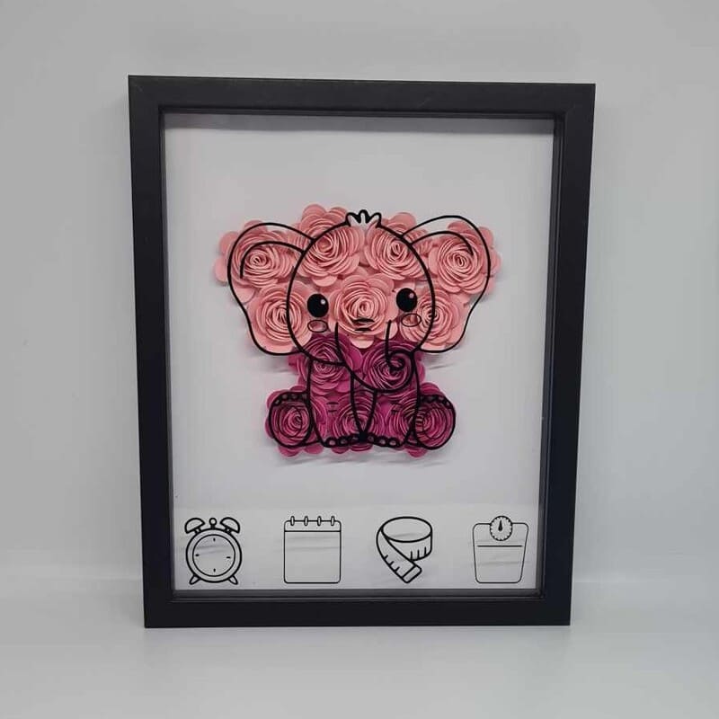ISAFEE créations personnalisées cadre naissance éléphant